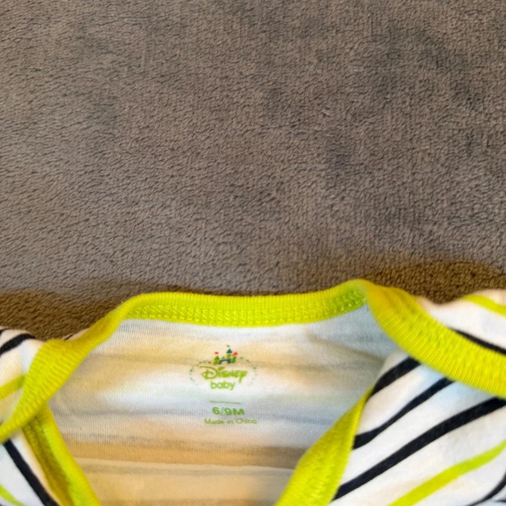 Disney Mickey Mouse Bodysuit Kids‎ 6-9 Months White Striped Handsome Graphic